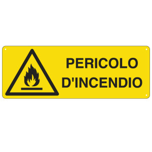 CARTELLO ALLUMINIO 35X12,5CM 'PERICOLO DI INCENDIO' COD. E1712K