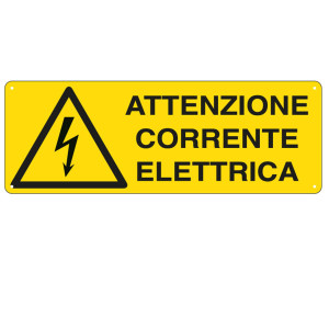 CARTELLO ALLUMINIO 35X12,5CM 'ATTENZIONE CORRENTE ELETTRICA' COD. E1743K