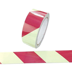 NASTRO FOTOLUMINESCENTE ADESIVO 4CMX10MT COLORE GIALLO A STRISCE ROSSE COD. L9421