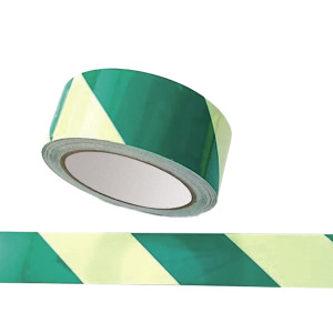 NASTRO FOTOLUMINESCENTE ADESIVO 4CMX10MT COLORE GIALLO A STRISCE VERDI COD. L9422