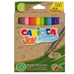 SCATOLA 12 PENNARELLI JOY ECO FAMILY LAVABILI COLORI ASSORTITI CARIOCA COD. 43100