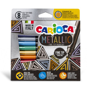 SCATOLA 8 METALLIC PENNARELLI PUNTA FINE COLORI ASSORTITI CARIOCA COD. 43162