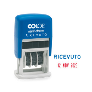 TIMBRO MINI S160/L2 DATARIO + RICEVUTO 4MM AUTOINCHIOSTRANTE COLOP COD. S160/L2