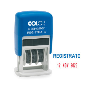 TIMBRO MINI S160/L3 DATARIO + REGISTRATO 4MM AUTOINCHIOSTRANTE COLOP COD. S160/L3