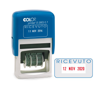 TIMBRO S260/L1 DATARIO + RICEVUTO 4MM AUTOINCHIOSTRANTE COLOP COD. S260L1.BLS