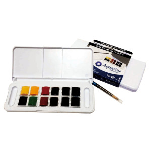 ACQUERELLI AQUAFINE SCATOLA IN PLASTICA POCKET 12 GODET+PENNELLO DALER ROWNEY COD. D131900001