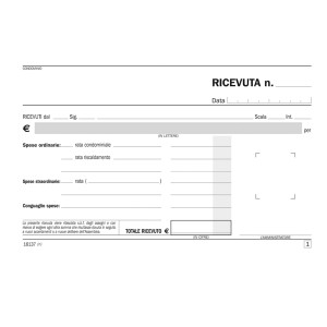 BLOCCO RICEVUTE CONDOMINIO 50/50COPIE AUTOR. 10X16,8CM DU161370000 COD. DU161370000 CONFEZIONE DA 20