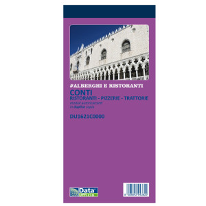 BLOCCO CONTI RISTORANTI/PIZZERIE/TRATTORIE 50COPIE 21,5X10CM DU1621C0000 COD. DU1621C0000