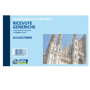 BLOCCO RICEVUTE GENERICHE 50/50 COPIE AUTOR. 10X16,8CM DU162570000 COD. DU162570000 CONFEZIONE DA 40