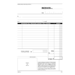 BLOCCO RICEVUTE SANITARIE NUMERATE 100X2 AUTORIC. DU1653C1000 COD. DU1653C1000