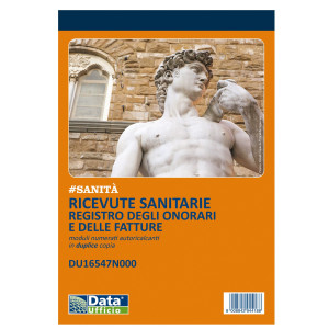 BLOCCO REGISTRO ONORARI/FATTURE RICEVUTE SANITARIE 50/50 AUTORIC. DU16547N000 COD. DU16547N000 CONFEZIONE DA 10