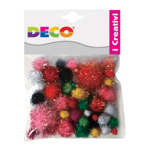 BUSTA 40 POMPONS LAME' COLORI ASSORTITI DECO COD. 10961