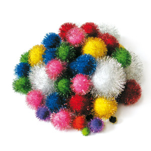 BUSTA 40 POMPONS LAME' COLORI ASSORTITI DECO COD. 10961