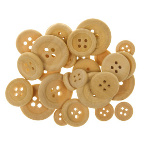 BUSTA 30 BOTTONI LEGNO NATURALE DECO COD. 12025