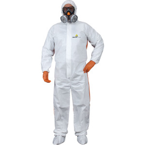 TUTA PROTEZ.DA RISCHIO CHIMICO DT125 TG. L BIANCO-ARANCIO MONOUSO COD. DT125GT