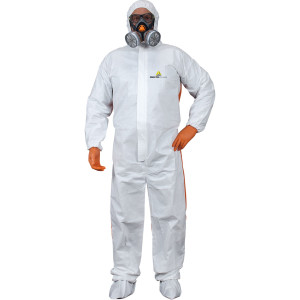 TUTA PROTEZ.DA RISCHIO CHIMICO DT125 TG. XL BIANCO-ARANCIO MONOUSO COD. DT125XG