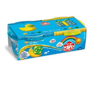 SET 2 BARATTOLI DIDO' 100GR GIALLO - AZZURRO GLITTER COD. 396701