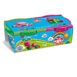 SET 2 BARATTOLI DIDO' 100GR MAGENTA - VERDE GLITTER COD. 396702