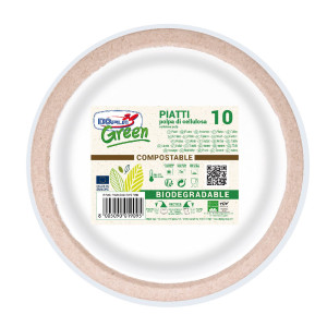 10 PIATTI PIANI IN POLPA TWIN D22CM DOPLA GREEN COD. 11786
