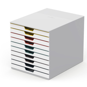 CASSETTIERA 10 CASSETTI COLORATI VARICOLOR MIX10 BIANCO GHIACCIO DURABLE COD. 7630-27