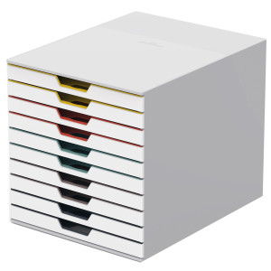 CASSETTIERA 10 CASSETTI COLORATI VARICOLOR MIX10 BIANCO GHIACCIO DURABLE COD. 7630-27