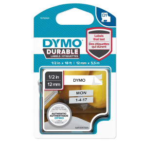 NASTRO DYMO TIPO D1 DURABLE (12MMX5.5MT) NERO/BIANCO 1978364 COD. 1978364