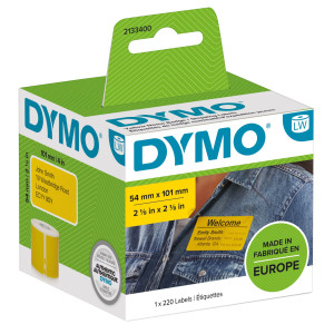 ROTOLO 220 ETICHETTE SPEDIZIONE/BADGE 54X101MM GIALLE PER DYMO LABELWRITER COD. 2133400