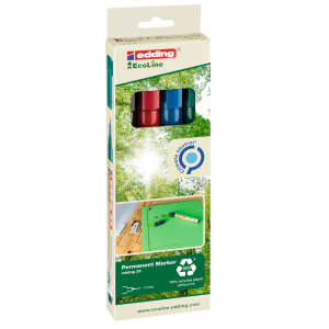 ASTUCCIO 4 MARCATORI PERMANENTE 25 ECOLINE PUNTA TONDA 1.0MM NE/BL/RO/VE EDDING COD. 4-25-4