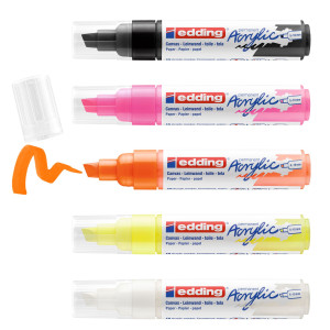 ASTUCCIO 5 MARCATORI ACRILICI EDDING 5000 BROAD NEON COD. 4-5000-5