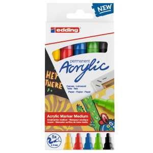ASTUCCIO 5 MARCATORI ACRILICI EDDING 5100 MEDIUM BASIC COD. 4-5100-5