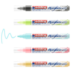 ASTUCCIO 5 MARCATORI ACRILICI EDDING 5100 MEDIUM PASTEL COD. 4-5100-5-099