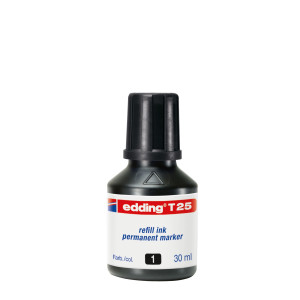 RICARICA INCHIOSTRO PERMANENTE 30ML T25 NERO EDDING COD. E-T25 001