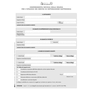 MODULO PER CONFERIMENTO/REVOCA DELEGHE FATT.ELET. 29,7X21CM E0018 EDIPRO COD. E0018 CONFEZIONE DA 10