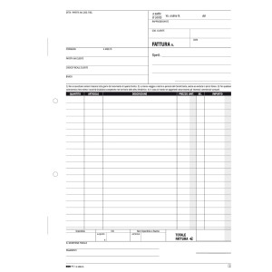 BLOCCO FATTURE 1 ALIQUOTA IVA 50/50 FOGLI AUTORIC. 29,7X21 E5283A COD. E5283A