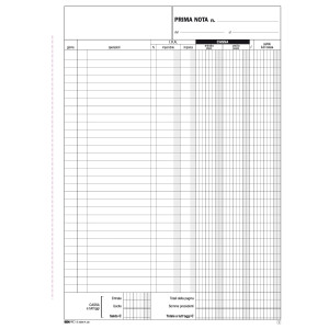 BLOCCO PRIMA NOTA CASSA ENTRATE/USCITE/IVA 50/50 FOGLI AUTORIC. 31X21 E5356A COD. E5356A