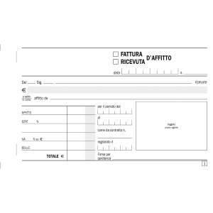 BLOCCO RICEVUTE D'AFFITTO 50/50 FOGLI AUTORIC. 9,9X17 E5504C COD. E5504C