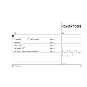 BLOCCO COMUNICAZIONI TELEFONICHE 50/50 FOGLI AUTORIC. 9,9X17 E5693A COD. E5693A