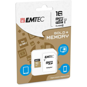 MICRO SDHC EMTEC 16GB CLASS 10 GOLD PLUS CON ADATTATORE COD. ECMSDM16GHC10GP