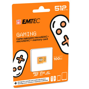 EMTEC MSD 512GB UHS I U3 V30 A2 GAMING ARANCIONE COD. ECMSDM512GXCU3G