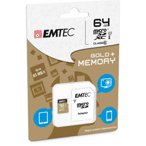 MICRO SDXC EMTEC 64GB CLASS 10 GOLD + CON ADATTATORE COD. ECMSDM64GXC10GP
