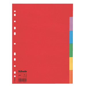 SEPARATORE ECONOMY IN CARTONCINO 160GR COLORATO 6 TASTI A4 ESSELTE COD. 100200