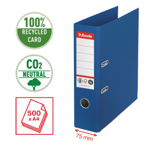 REGISTRATORE A LEVA DORSO 75MM BLU CO2 NEUTRAL ESSELTE COD. 627565