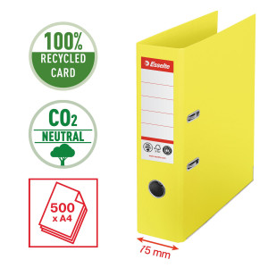 REGISTRATORE A LEVA DORSO 75MM GIALLO CO2 NEUTRAL ESSELTE COD. 627566