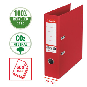 REGISTRATORE A LEVA DORSO 75MM ROSSO CO2 NEUTRAL ESSELTE COD. 627568
