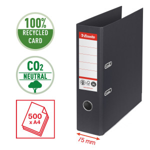 REGISTRATORE A LEVA DORSO 75MM NERO CO2 NEUTRAL ESSELTE COD. 627569