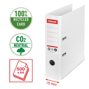 REGISTRATORE A LEVA DORSO 75MM BIANCO CO2 NEUTRAL ESSELTE COD. 627570