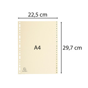 SEPARATORI IN CARTONCINO 24 TASTI A-Z TIPO PELLE COLOR AVORIO 155G A4 EXACOMPTA COD. 1124E