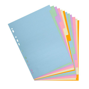 SEPARATORE PASTEL A4 12 TASTI IN CARTONCINO 170GR 1612E FOREVER EXACOMPTA COD. 1612E