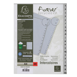 INTERCALARE ALFABETICO IN PP RICICLATO A-Z GRIGIO A4 EXACOMPTA COD. 1720E