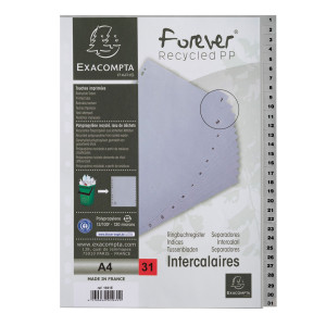 INTERCALARE NUMERICO IN PP RICICLATO 31 TASTI 1-31 GRIGIO A4 EXACOMPTA COD. 1931E